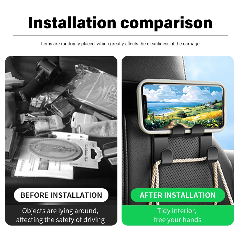 Подвесной крючок для хранения на подголовник автомобиля кронштейн телефона