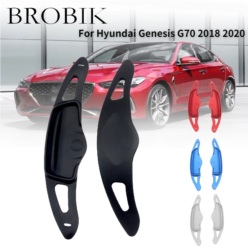 

BROBIK For Hyundai Genesis G70 2018 2020 2Pcs Steering Wheel Aluminum Shift Paddle Shifter Extension Car-Styling