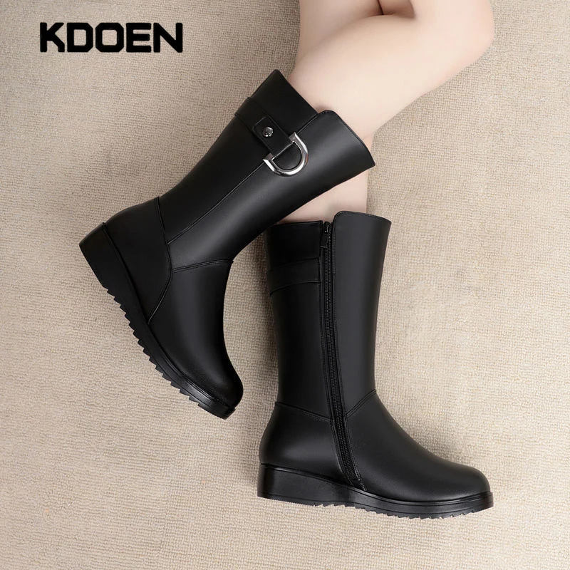 Black Thick Heels Elastic Micro Knee High Boots For Women Punk Style Autumn Winter Chunky Platform High Boots Party Shoes Ladies