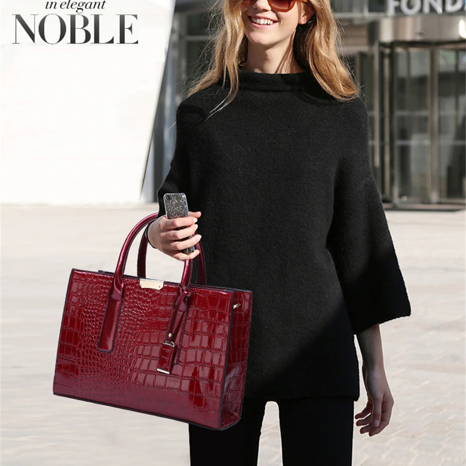 Pantent Leather Women Messenger Bags Crocodile Female Crossbody Shoulder Hand bags For Women 2021 High Quality Ladies Handbags