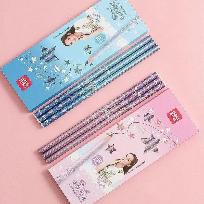 

Стандартный деревянный карандаш Hb с яркими блестящими звездами, школьные и офисные принадлежности, студенческие канцелярские принадлежности, карандаши для рисования и письма, 16/48 шт.