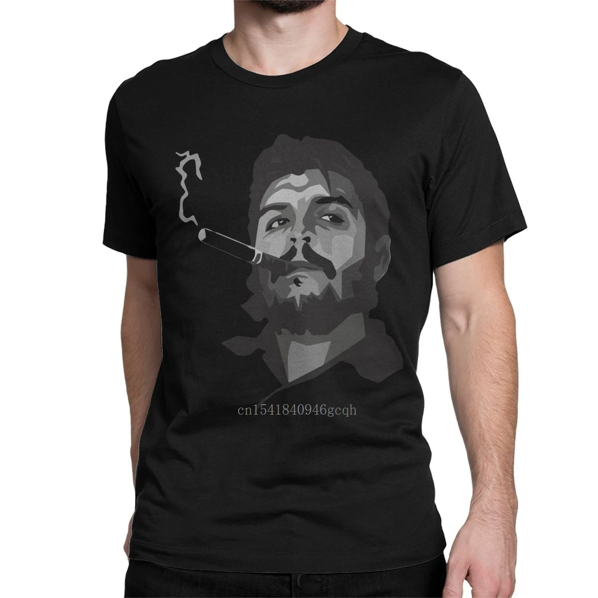 

Che Guevara With Cigar Black And With Painting Men's T Shirts Revolution Politics Tees T-Shirt 100% Cotton New Arrival Clothing