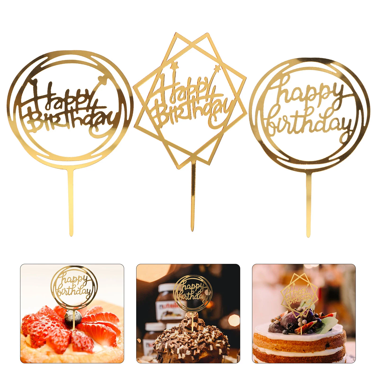 

30 Pcs Gold Decor Balloon Birthday Cake Ornament Bakery Cake Pick Birthday Cakes