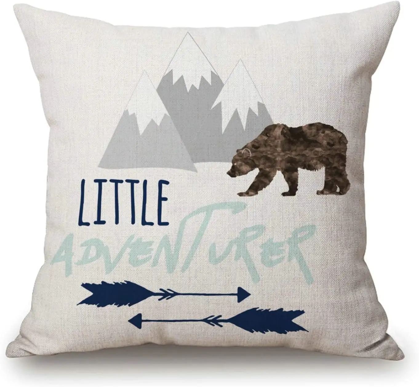 

Baby Little Adventurer in Navy Grey and Aqua Boy Decorative Pillow Case Home Decor Square 18x18 Inches Pillowcase