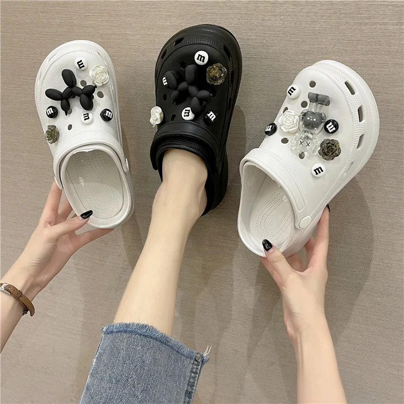 

Cute Decor Sandals Platform Sandalias Slippers for Women Heels Summer Footwear Korea Shoes 6cm Beach Slides for Women 6CM Brand