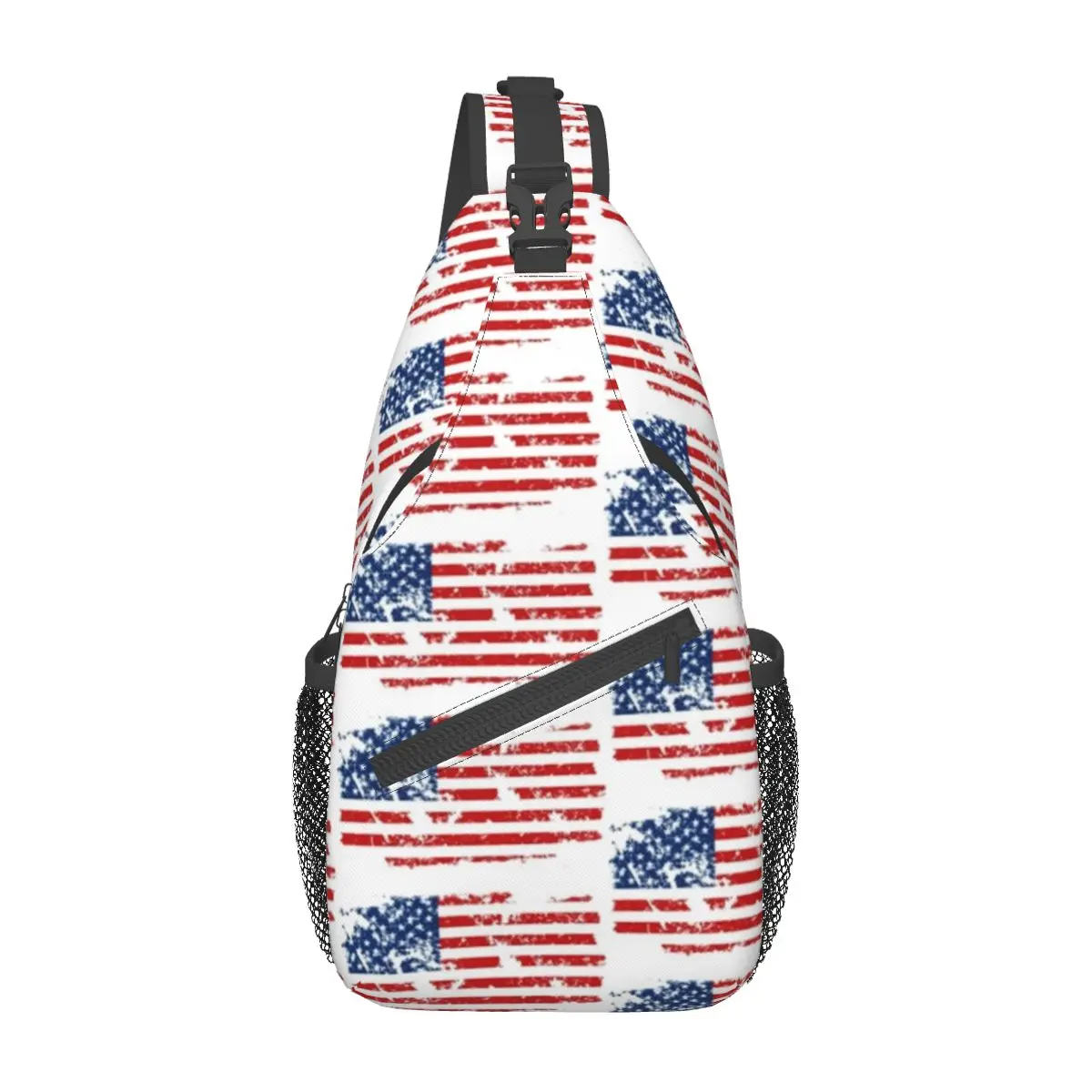 

4th Of July American Flag Chest Bags Male Faded Retro Print Shoulder Bag Funny Phone Small Bag Sport Daily Sling Bags