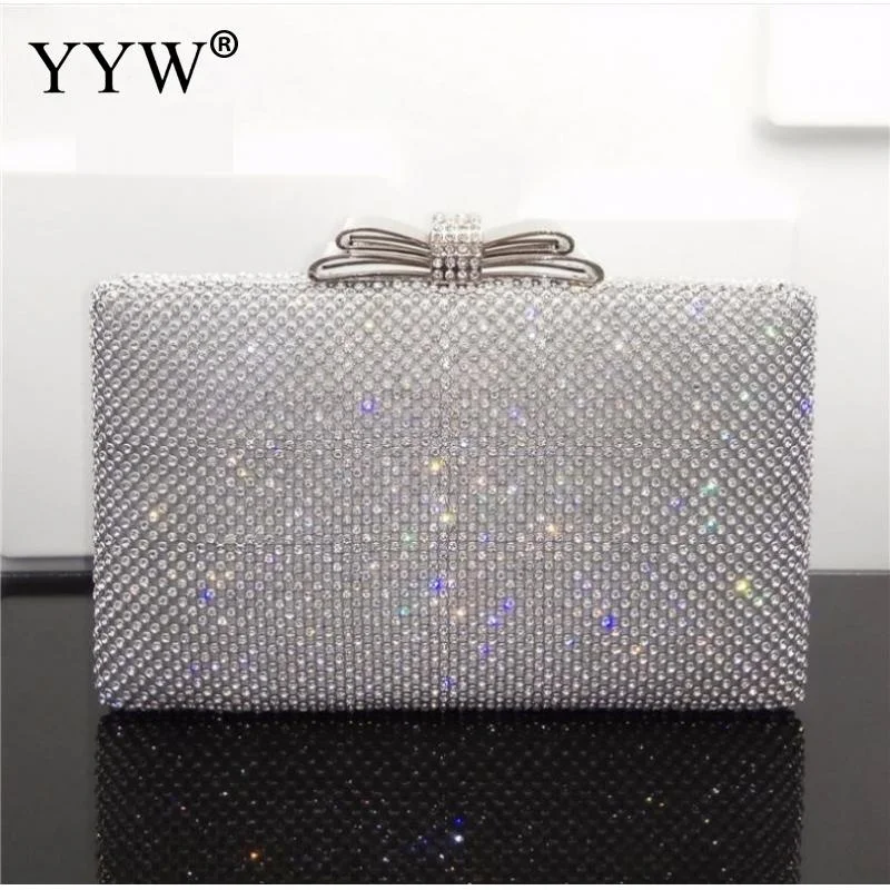 

Wedding Handbag Women'S Clutch Diamonds Party Bags Ladies Silver Banquet Glitter Clutches With Sling Bags Evening Clutch Purse