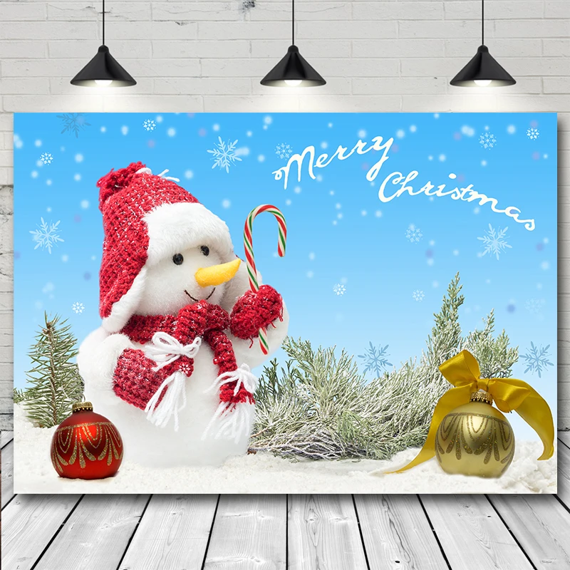 

Christmas Photography Backdrop Wooden Board Snowman Balls Planks Home Party Decoration Portrait Background Studio Photo Booth