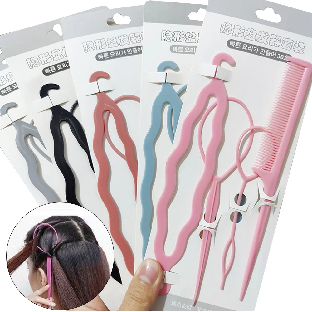 

4pcs/set Hair Braiding Twist Curler Styling Set Hairpin Holding Hair Braiders Pull Hair Needle Ponytail DIY Woman Styling Tool