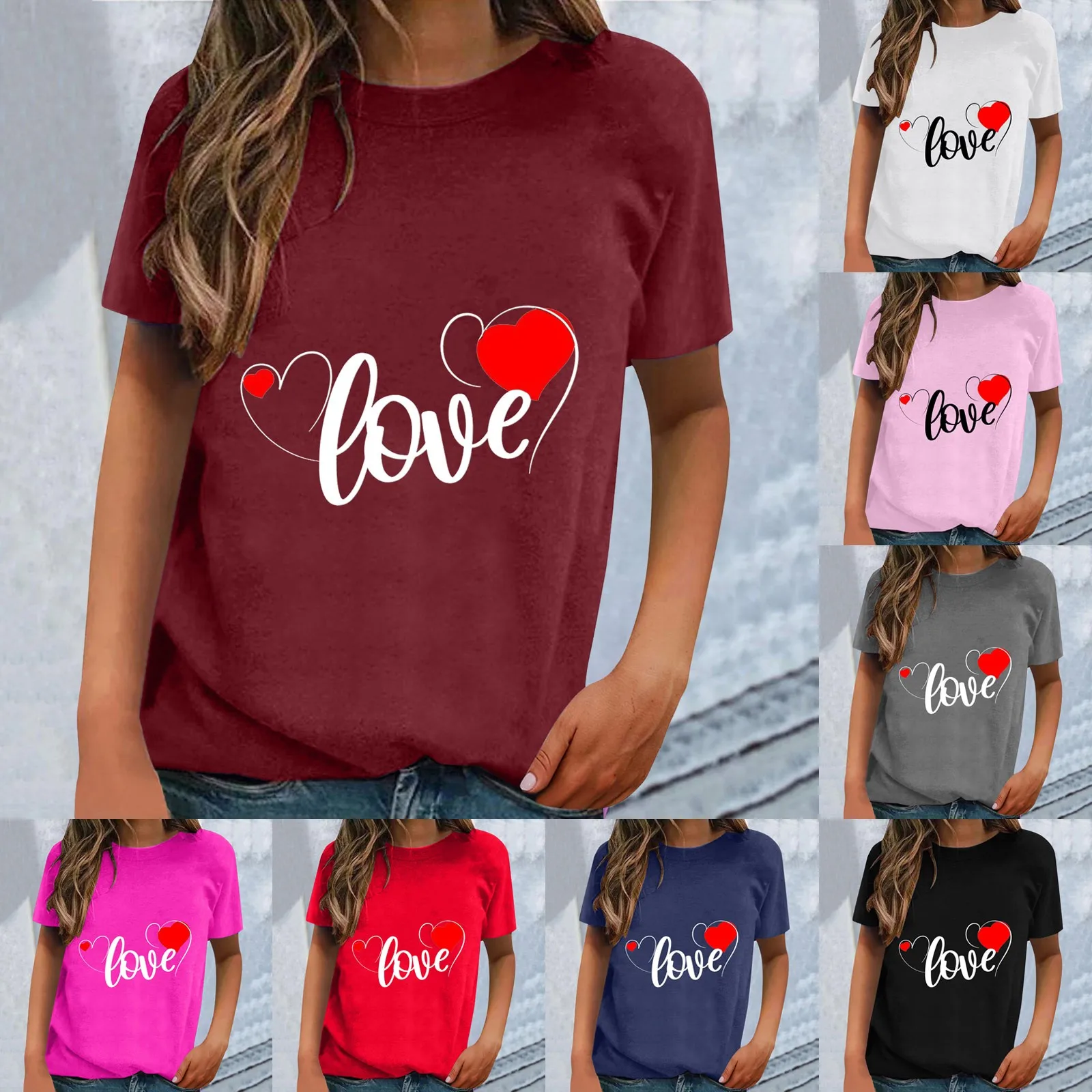 

Женская Повседневная футболка с длинным рукавом и круглым вырезом на День святого Валентина