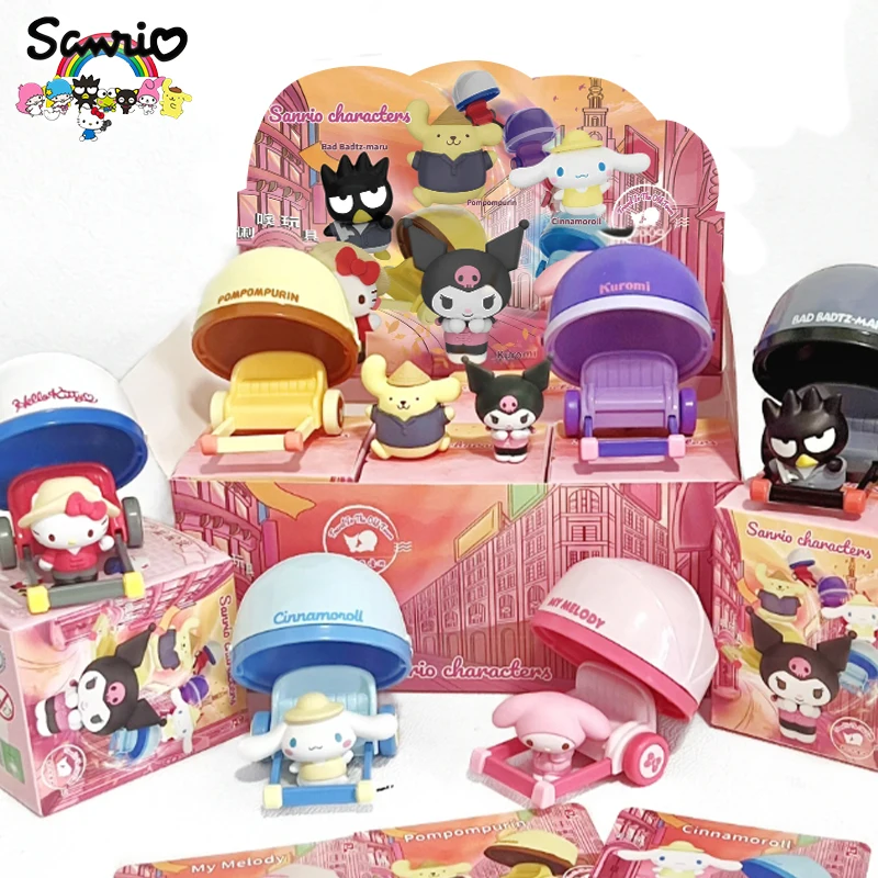 

Sanrio Blind Box Rickshaw Roaming Series Hello Kitty Kuromi Cinnamoroll My Melody Pachacco Pompompurin Birthday Gift Toys
