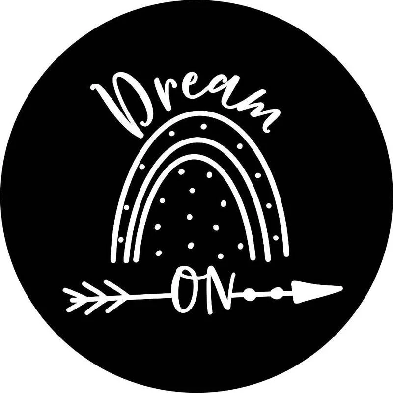 

Dream On with Rainbow Icon Feather - Spare Tire Cover Design for All Make Models Universal Wheel Tire Cover