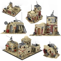 moc star movie tatooine desert city military base radar station architecture building block sw house bricks toys for kid gift