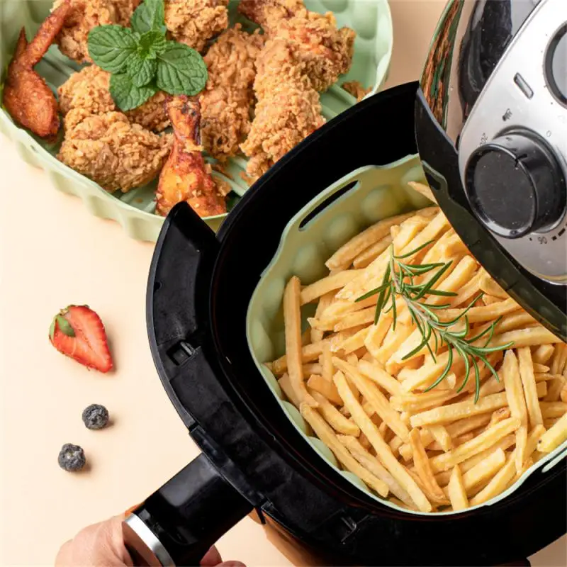 

Reusable Liner Air Fryer Accessories Silicone Square Silicone Basket Pot Round Baking Tool Kitchen Gadgets Easy Cleaning