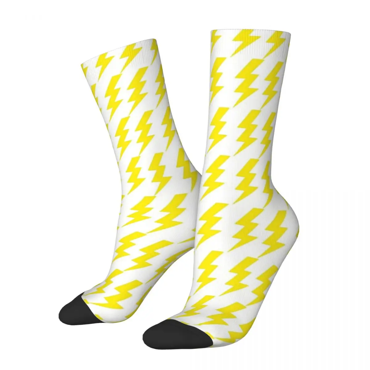 

Superhero comics Lightning Yellow Bolts Pattern Men Women Socks Outdoor Novelty Spring Summer Autumn Winter Stockings Gift