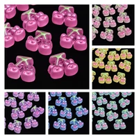 100pcs enamel cherry with bear rabbit shape frosted transparent acrylic beads for jewelry making diy bracelet accessories