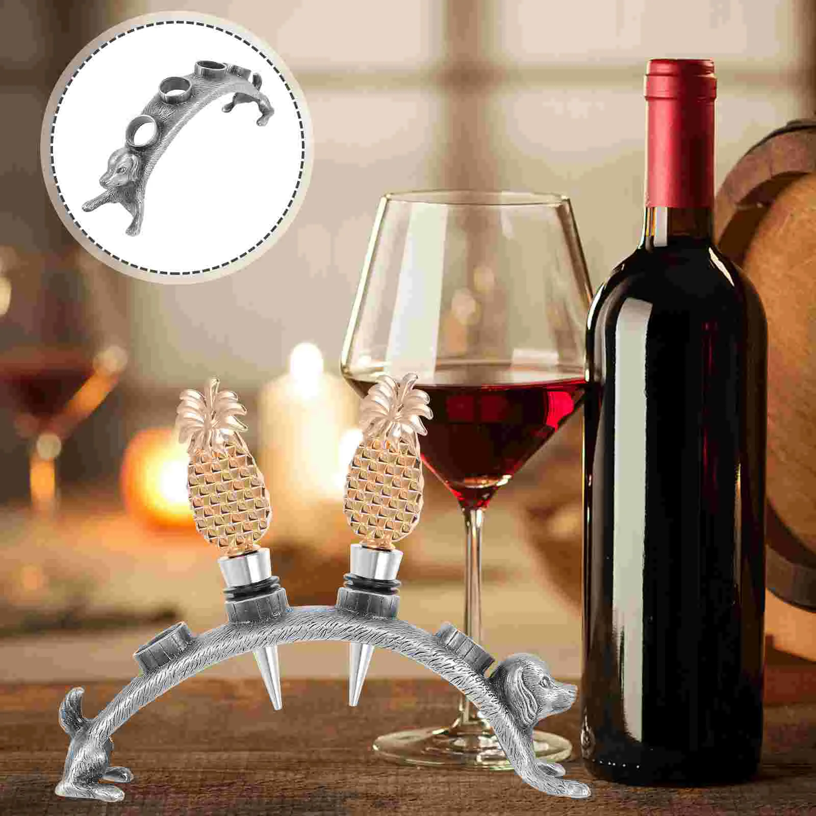 

Bottle Stopper Stand Cork Storage Rack Holder Bar Plug Zinc Alloy Pourer Small Display Metal Bracket