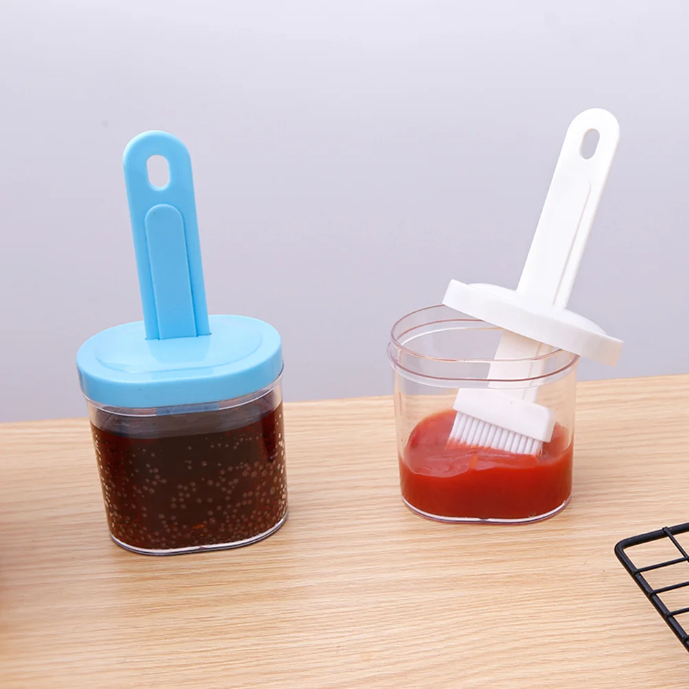 

2pcs Barbecue Oil Container Brush Leak Proof Condiment Seasoning Oil Sauce Bottle with Brush Marinating Tool for Home Kitchen