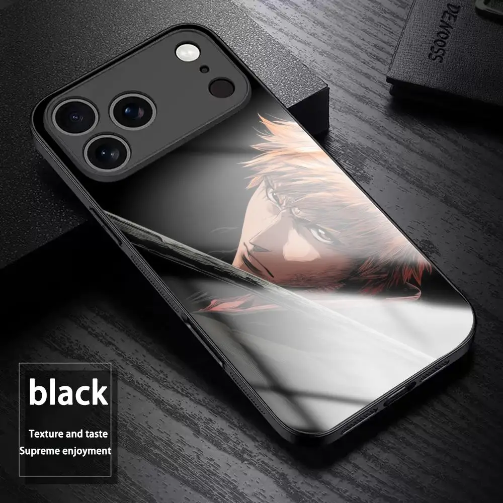 Фото Классический чехол для телефона с постером аниме Hot Blood Bleach для iPhone 17 Air, 16, 15, 14, 13, 12, 11 Plus, Mini, Pro, Max, стеклянный магнитный чехол №1