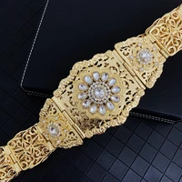 crystal flower metal caftan belts moroccan trendy gold plating arabic muslim wedding jewelry chain belts wedding belts
