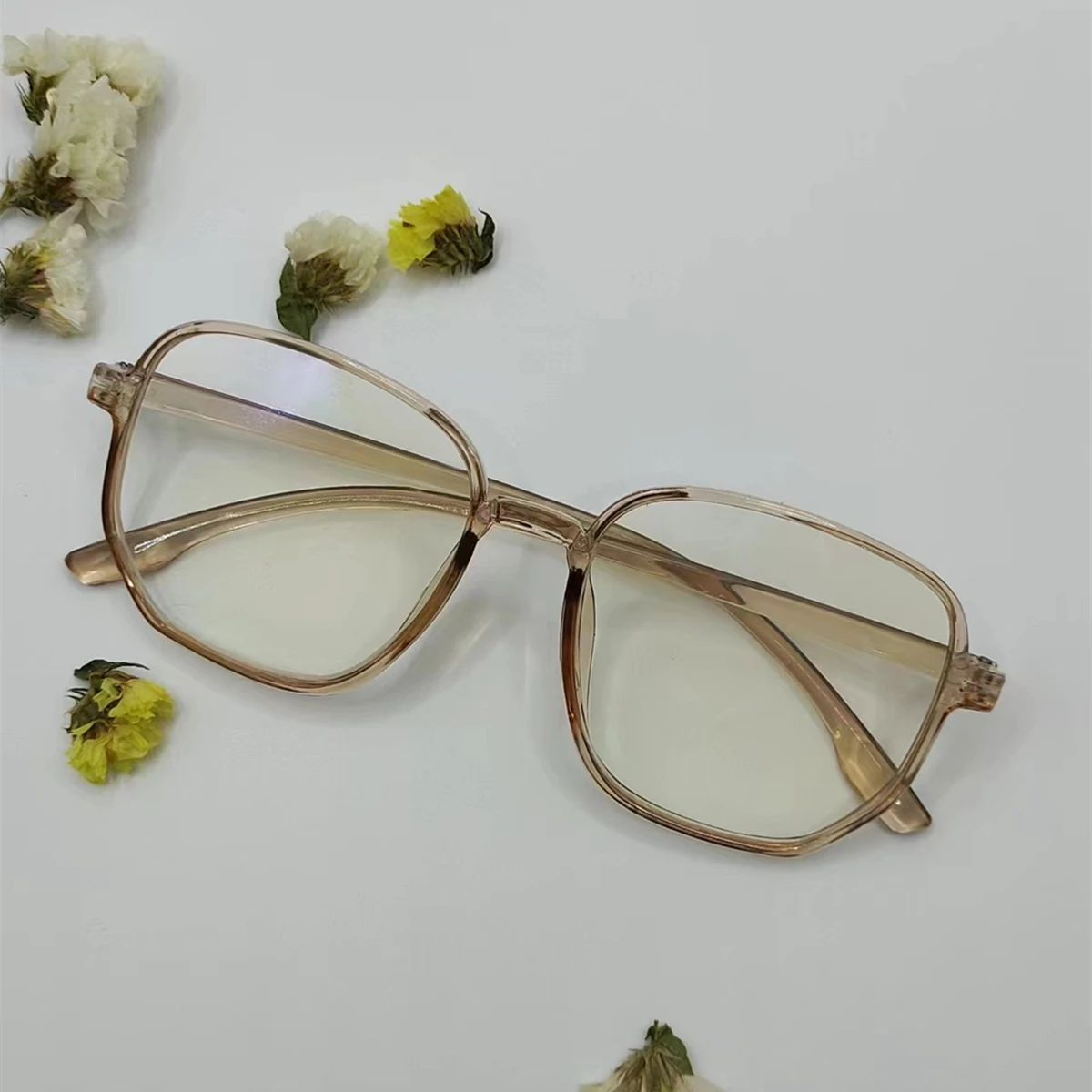 

Special Offer Retro Women Glasses Frame Fashion Computer Eyeglasses Frame Mens Anti-blue Light Clear Tea Plastic Frame