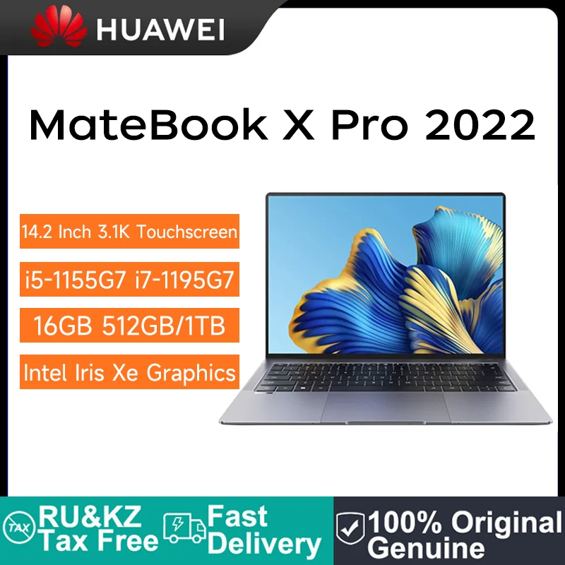 

HUAWEI MateBook X Pro 2022 Touchscreen Laptop 14.2 Inch 3.1K 90Hz Notebook i7-1195G7 16GB 512GB Intel Iris Xe Graphics Netbook