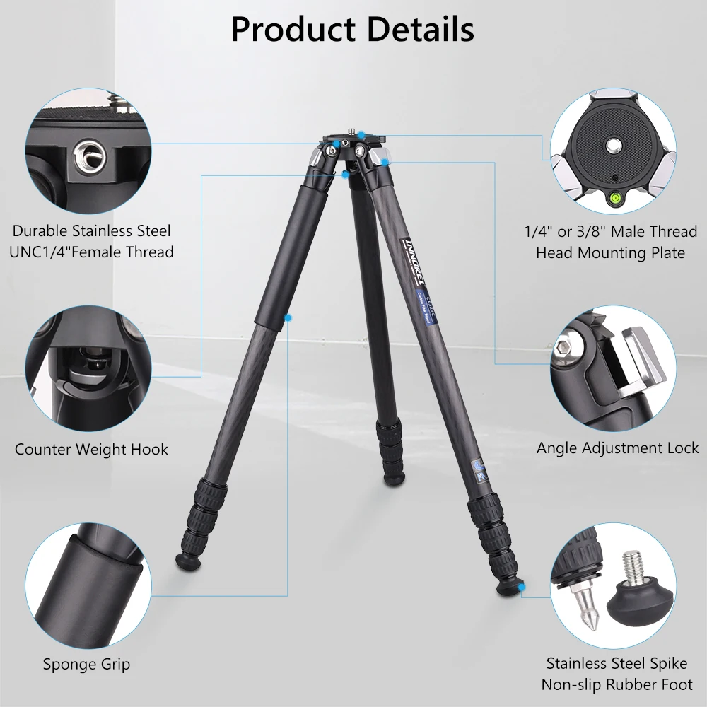 INNOREL CT324C Профессиональный сверхмощный штатив для камеры с каменной сумкой для цифровой зеркальной видеокамеры Canon Sony Nikon, максимальная нагрузка 25 кг (art.: 3920cbbe6418b) - 3920cbbe6418b