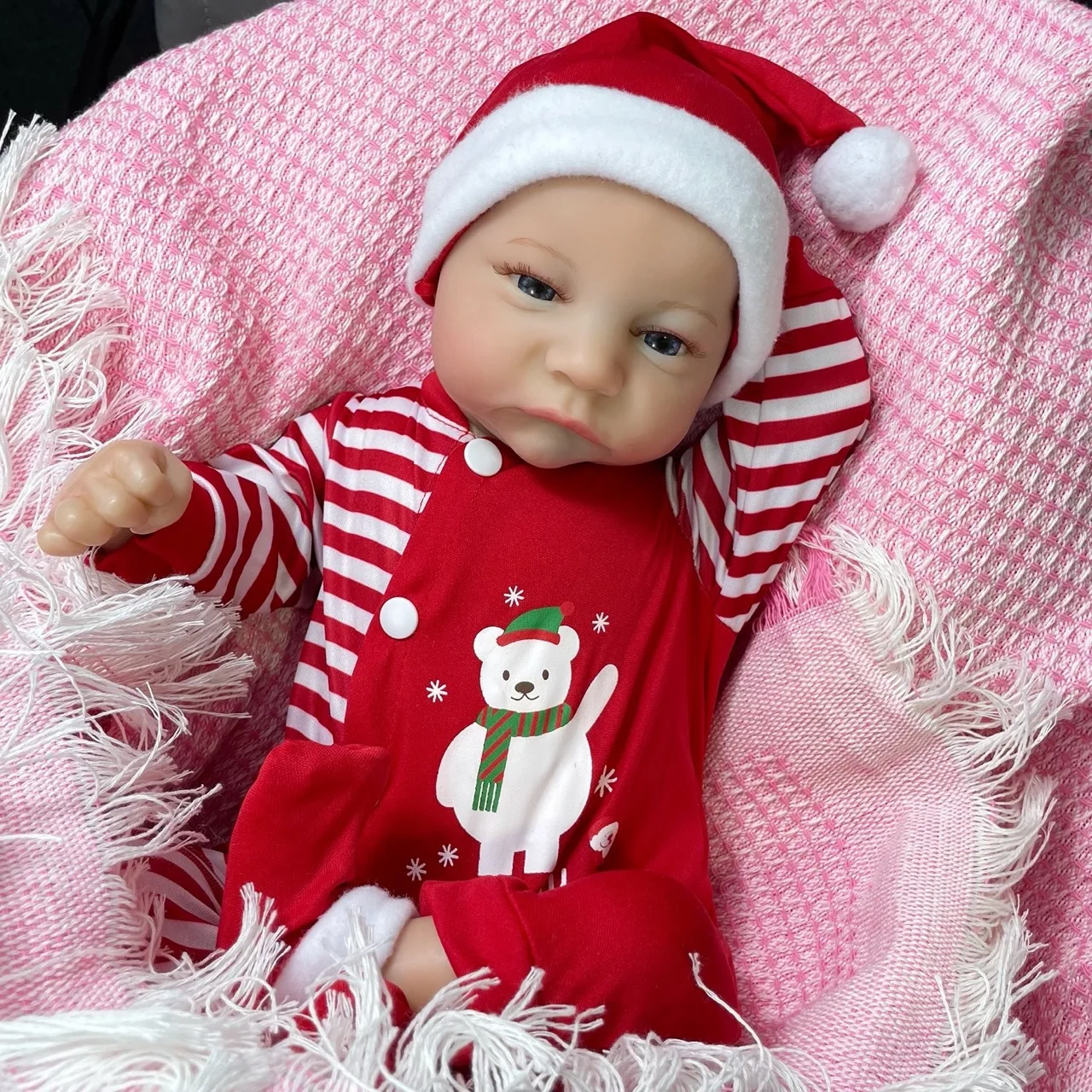 

45CM 3D Marble Texture Skin Visible Veins Soft Silicone Reborn Baby Doll Toy For Girl Cloth Body Kid Dress Up Play Hous Boneca