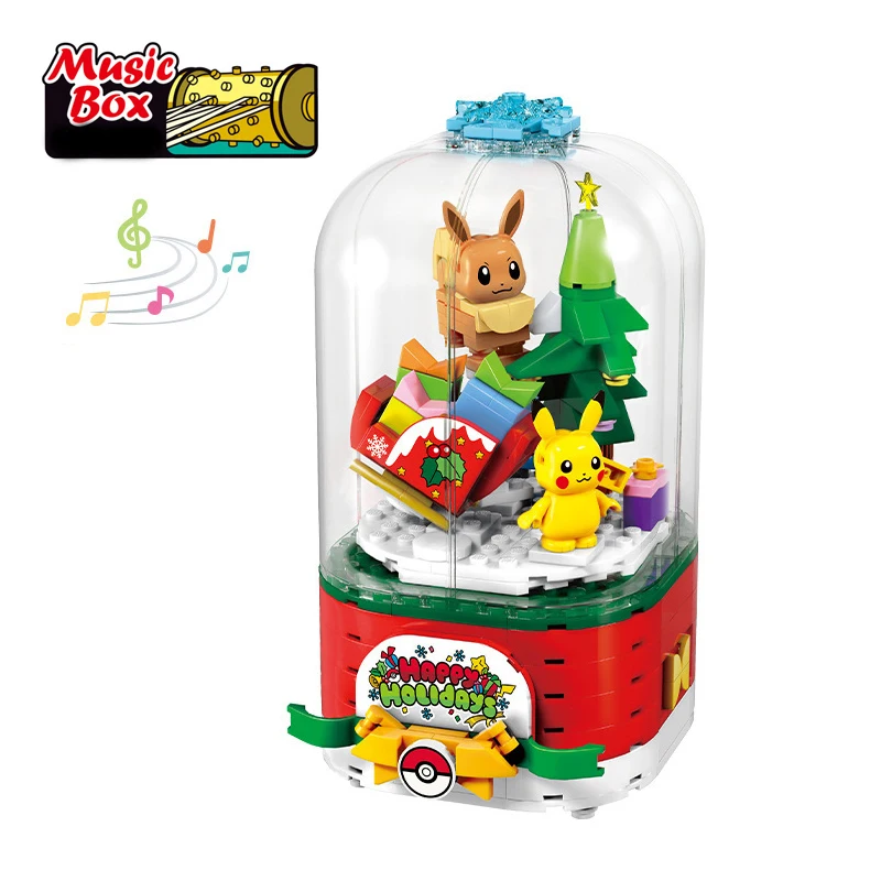 

New Pokemon Go Music Box Cartoon Anime Picachu Figures Monster Building Blocks Kit Bricks Classic Movie Model Kids Toys Gift
