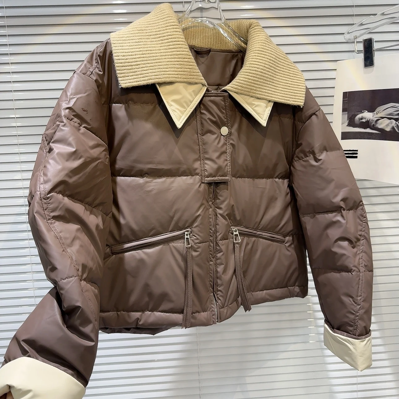 DEAT женские пальто свободные толстые панели с лацканами на молнии повседневные