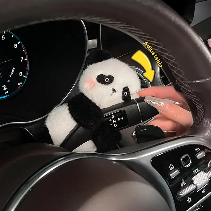 Car Plush Doll Ornaments Cute Panda Column Shifter Turn Signal Wipe Lever Decoration Accessories For Tesla Mercedes Benz