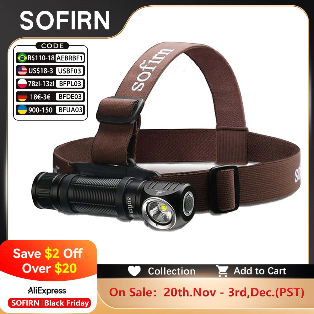 

Sofirn HS40 USB C налобный фонарь 2000 лм