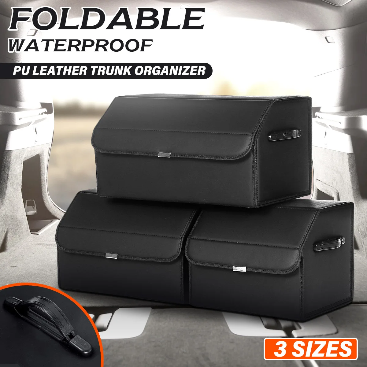 

Car Trunk Organizer Box Large Capacity Auto Multiuse Tools Storage Bag Stowing Tidying Leather Folding For Emergency Storage Box