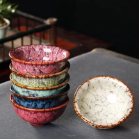 ceramic tea bowl kiln becomes single cup master bowl cup household tea wine six color cup kungfu tea set sake set