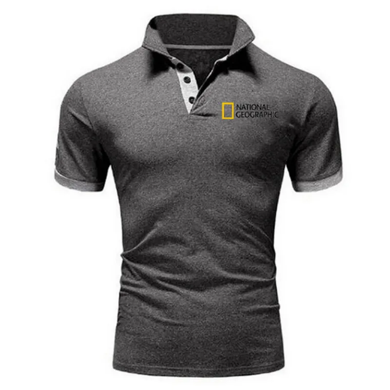 

2022 High quality NATIONAL GEOGRAPHIC CHANNEL Polo classic brand Men Polo Shirt Men Casual solid Short Sleeve cotton polos