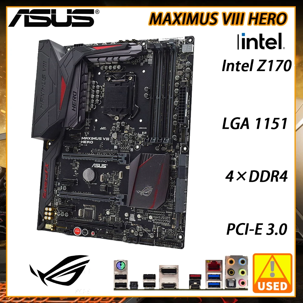 

ASUS ROG MAXIMUS VIII HERO Mining Motherboard 4xDDR4 LGA 1151 Intel Z170 Core i7/i5/i3 Cpus 64GB SATA3 USB 3.1 3×PCI-E X16