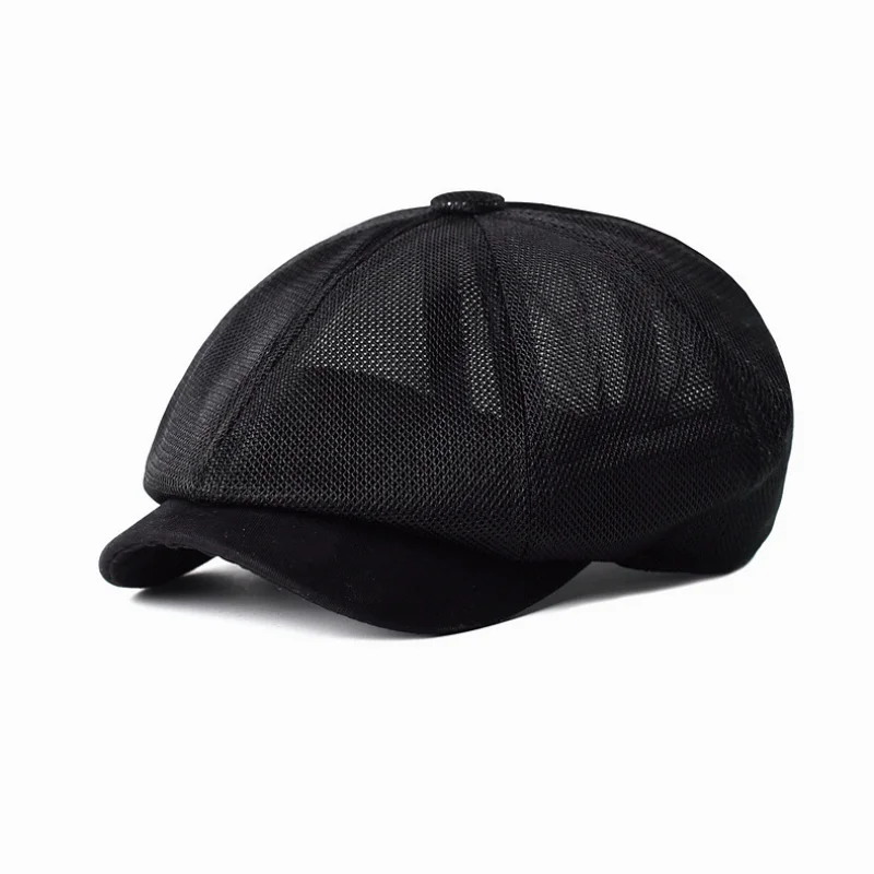 

Летние сетчатые кепки газетчика, дышащие повседневные уличные Ретро береты, восьмиугольные кепки, модные однотонные плоские кепки