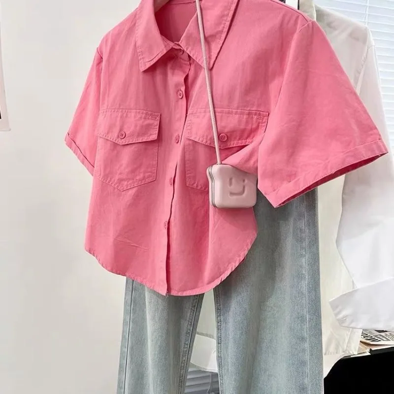 Яркие цветные рубашки DAYIFUN для девочек летние корейские однобортные короткие