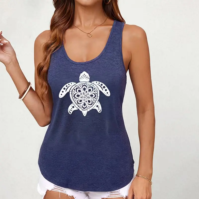 Новый женский жилет без рукавов с принтом синий Повседневный женская одежда