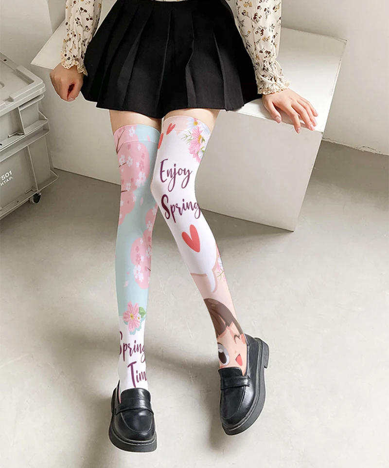 Cartoon Sweet girl Stockings Women Fashion Casual Lolita JK Thigh Socks High-quality Stockings Girls Halloween Cosplay Kawai New