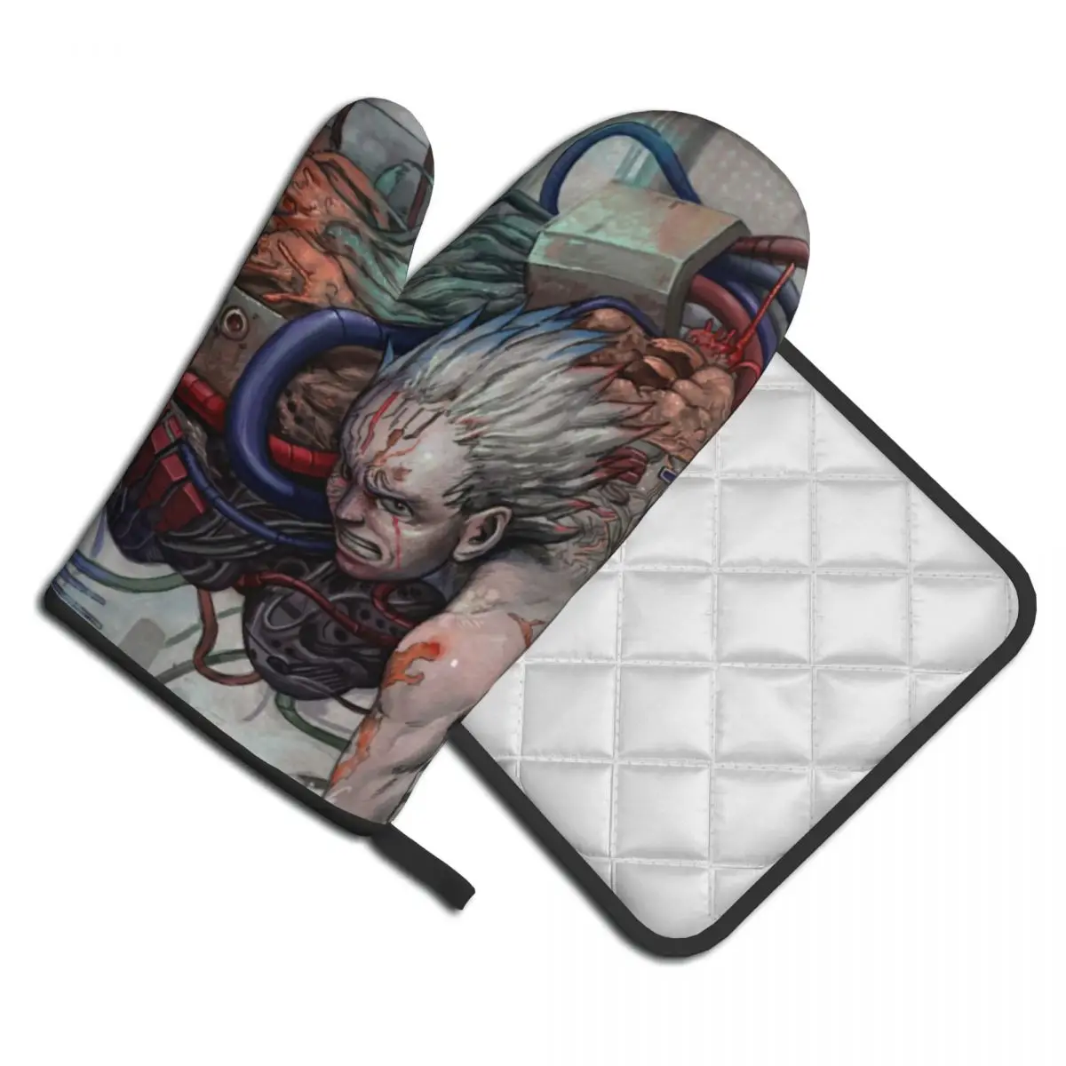 

Кухонные перчатки Akira Tetsuo рядом с белыми волосами