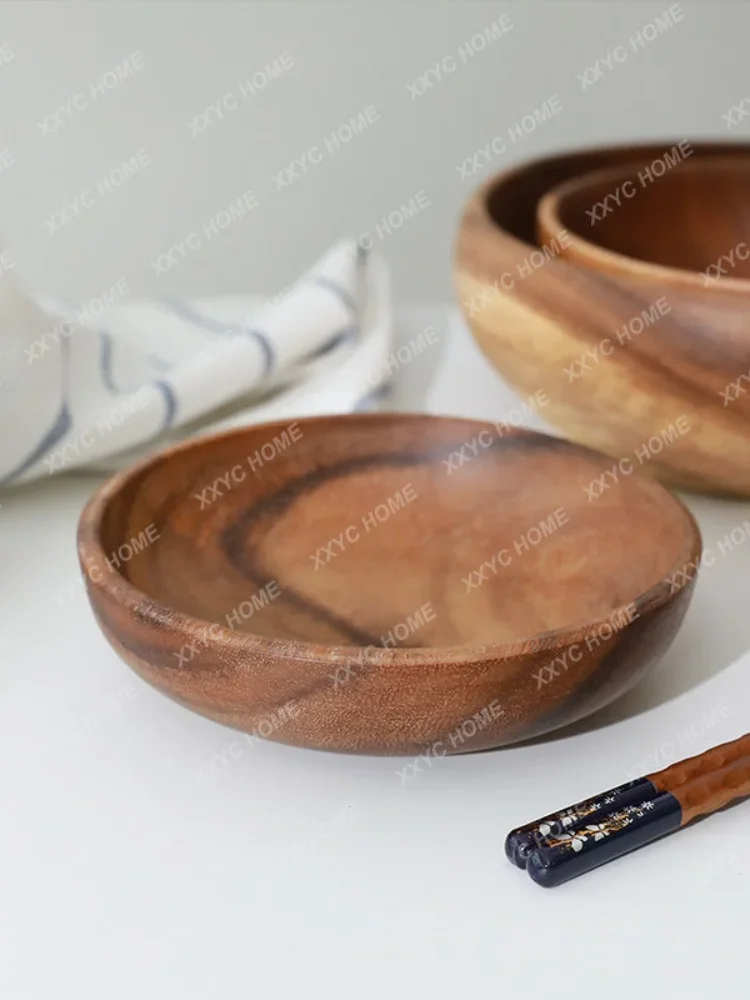 Деревянная миска из акации мангиум без принта домашняя посуда тарелка для