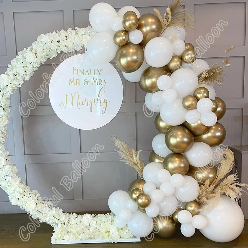 

Golden White Latex Balloon Wedding Happy Birthday Party Balloon Garland Event Decoration Gender Reveal Events Kits Gender Reveal
