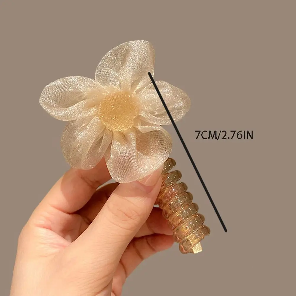 

Прозрачная резинка для волос в виде телефонной линии, сетка, цветок, резиновый цветок, держатель для конского хвоста, пластиковое прозрачное кольцо для волос в Корейском стиле