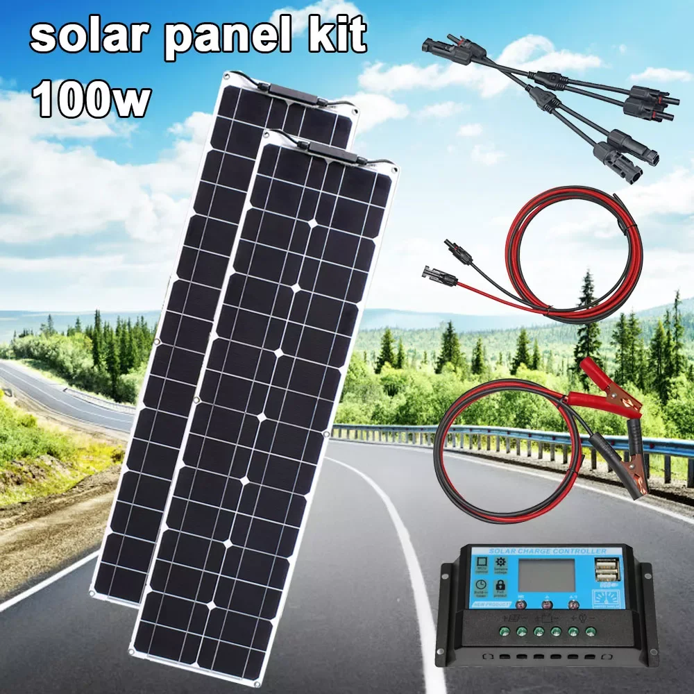 

2023New 100w flexible solar panel 50w 12v mono high efficiency charge solar panels system for home camping RV