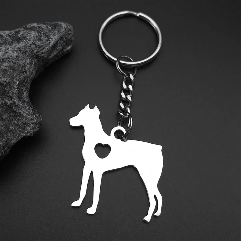 Доберман собака любовь сердце кулон брелок для женщин мужчин нержавеющая сталь