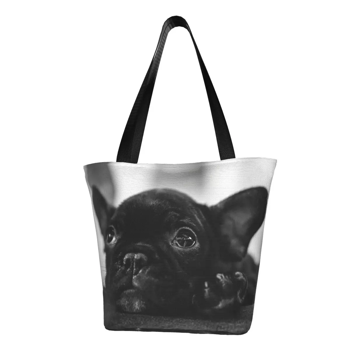 A French Bulldog Puppy Shopping Bag Aesthetic Cloth Outdoor Handbag Female Fashion Bags