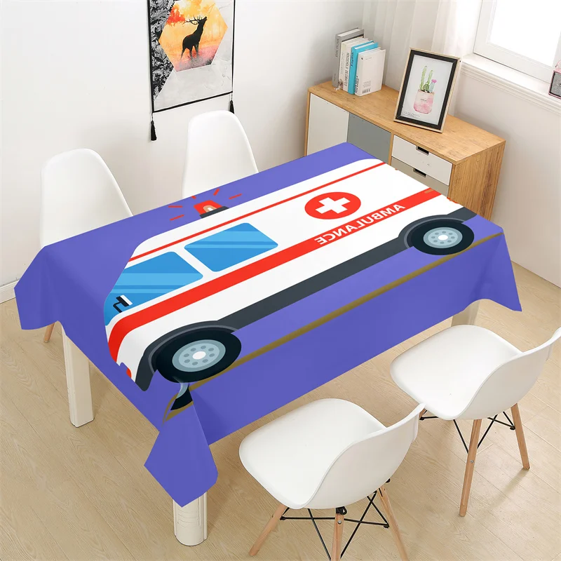 

Прямоугольная скатерть из полиэстера, Декоративная скатерть в виде мультяшного автомобиля для домашнего обеденного стола, журнального столика