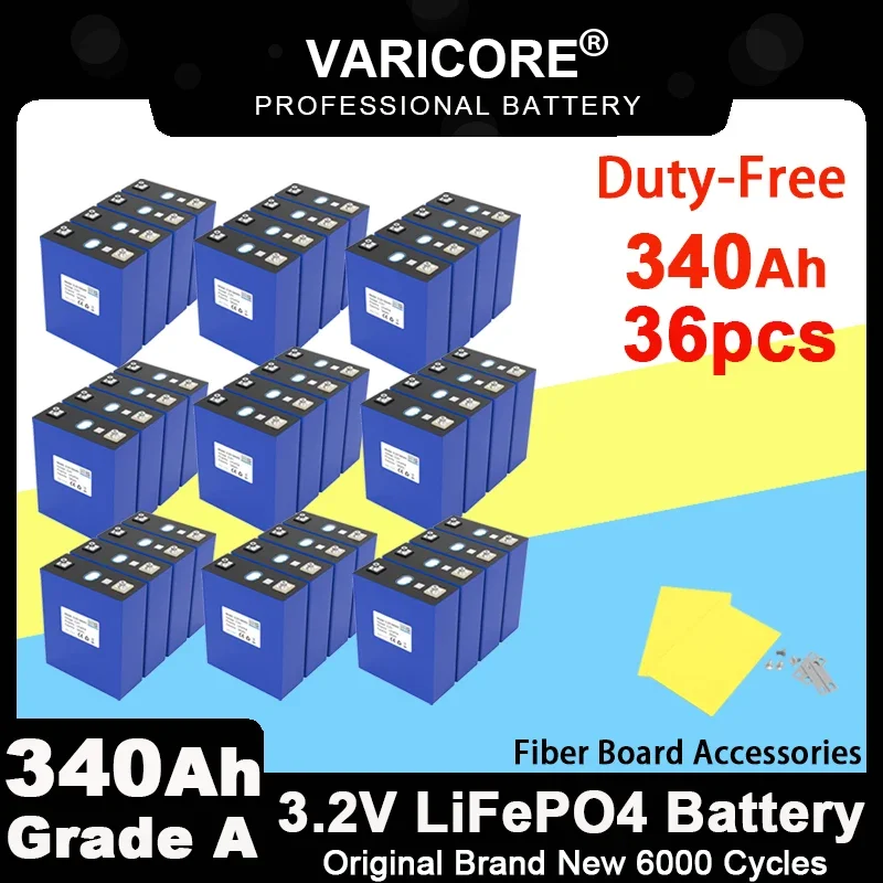 36x VariCore 3 2 В 340 Ач Lifepo4 литий-железо-фосфатная аккумуляторная батарея для 12 24