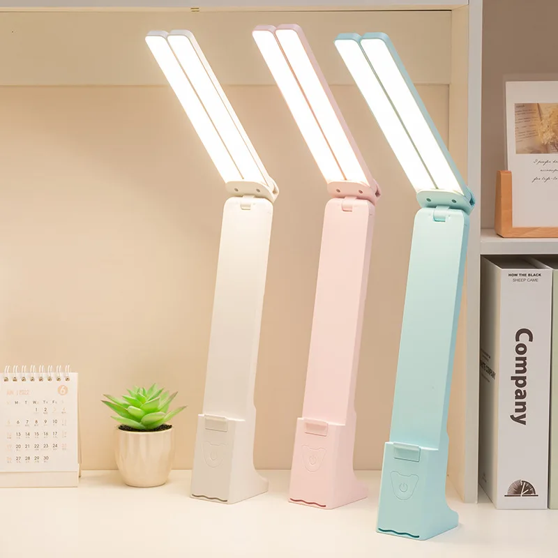 

Led Double Head Desk Lamp Flexible Gooseneck Touch Dimming Eye Protection USB Charging Table Lamp For Reading Office Computer